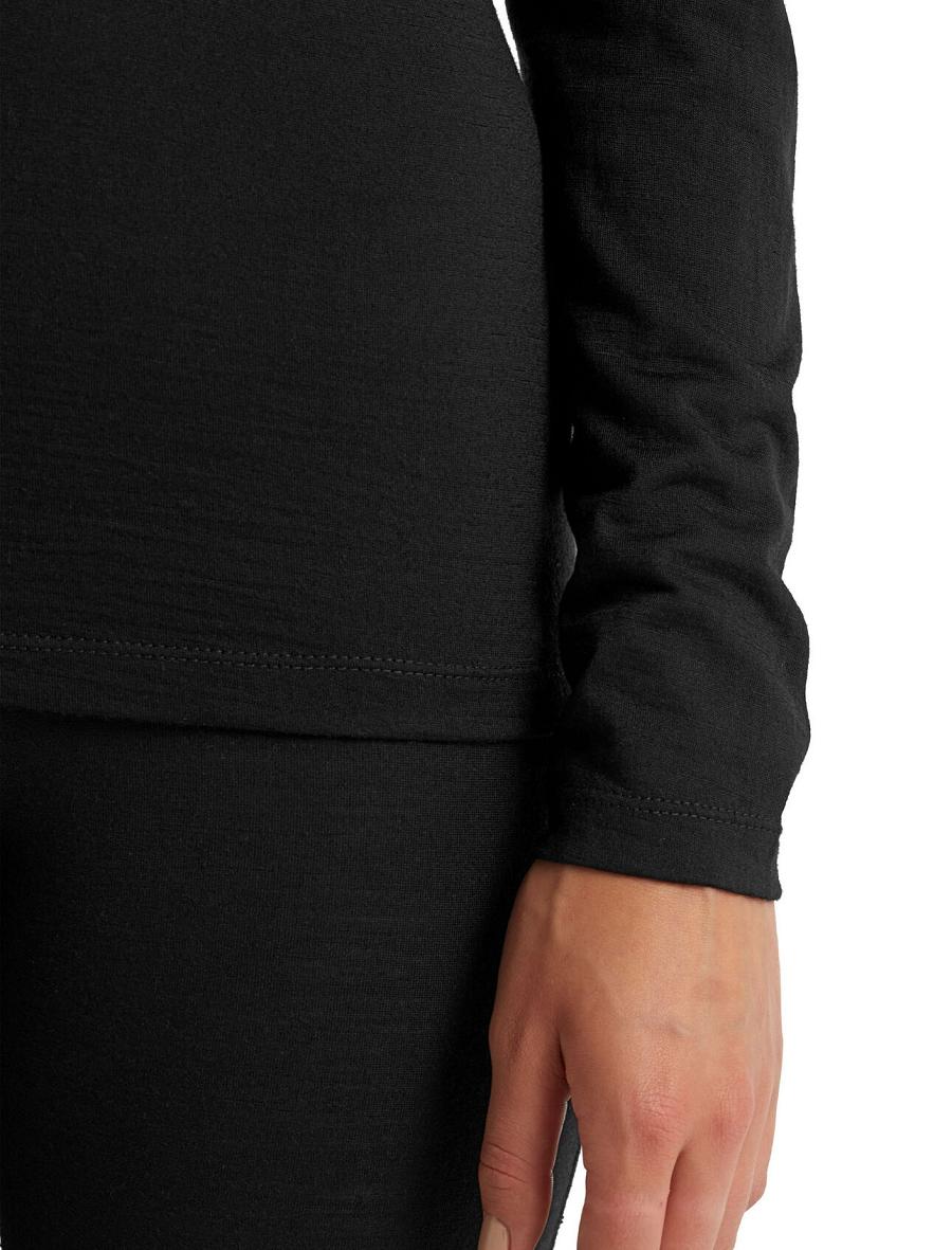 Black Icebreaker Merino 200 Oasis Long Sleeve Half Zip Thermal Top Women's Base Layers | AU 1904EBCX